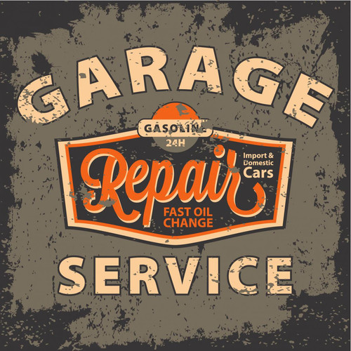 3S. x Home - Tableau Vintage Garage Repair Service 50X50 - Promo La Déco Design