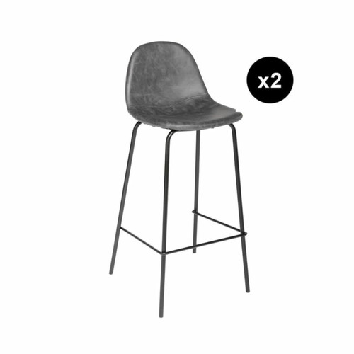 3S. x Home - Lot de 2 tabourets de bar gris "Vladi" - Sélection meuble & déco Industriel